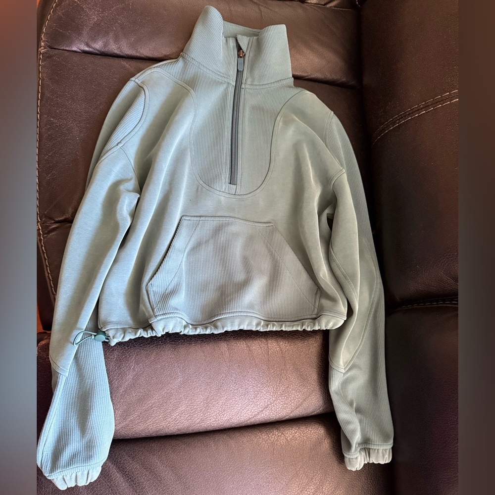 Lululemon Brushed Softstreme Half Zip Storm Teal Size 0 - Picture 1 of 7